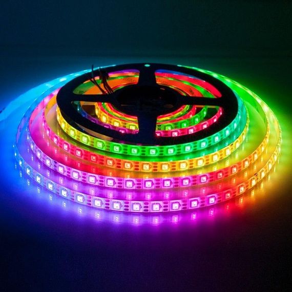 Кольорова LED стрічка вологозахищена 230V 14.4W 5050 RGB WHITE PCB IP68 1m (BY-027/60)