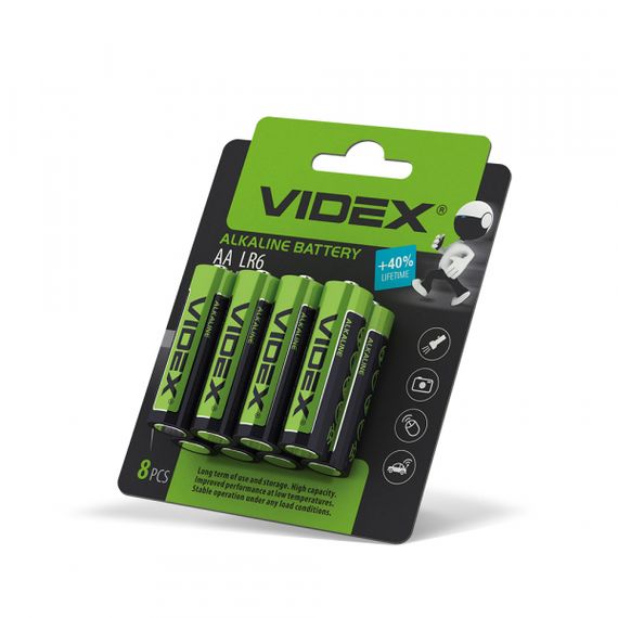 Батарейка лужна Videx LR6/АА 8шт BLISTER CARD | Зображення 1