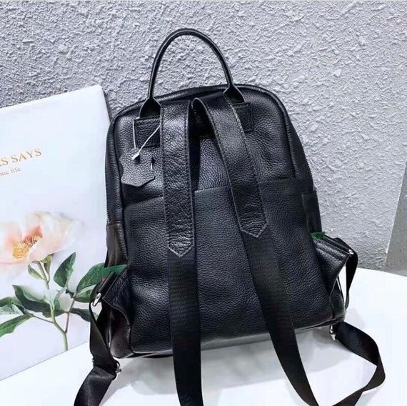 Жіночий чорний міський рюкзак з натуральної шкіри Tiding Bag - 24994 | Зображення 5