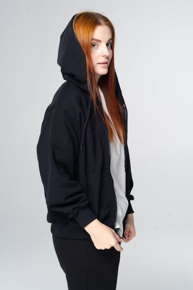Худі на блискавці жіноче чорного кольору, 2XL | Зображення 3