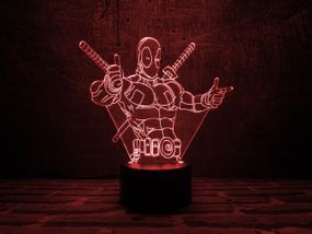 3D светильник ночник с пультом "Дэдпул 3" 3DTOYSLAMP