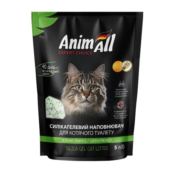 Силикагелевый наполнитель для кошачьих туалетов AnimAll Green Emerald, 5 л