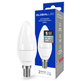 LED лампа GLOBAL C37 CL-F 5W яркий свет 220V E14 AP (1-GBL-134) (NEW)