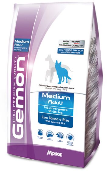 Корм Gemon Dog Medium Adult Tonno сухий з тунцем та рисом для дорослих собак середніх порід 3 кг
