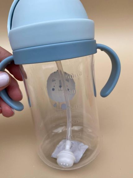 Поїльник непроливайка з трубочкою і грузиком котик блакитний 350мл | Зображення 5