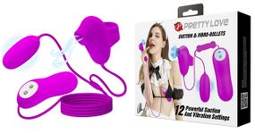 Вакуумний стимулятор з віброяйцем PRETTY LOVE - SUCTION & VIBRO-BULLETS, BI-014925 Sex Aura