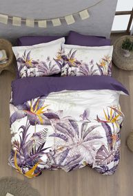 Постельное белье First Choice 3D Satin 200×220 Palm Garden Purple