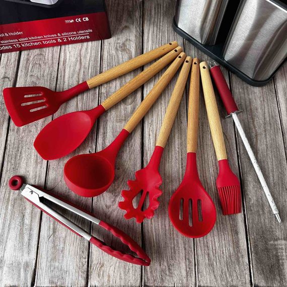 Набір кухонних ножів та принадлежностей Zepdine ZP-047 Колір червоний (43273-ZP-047_1320) | Зображення 5