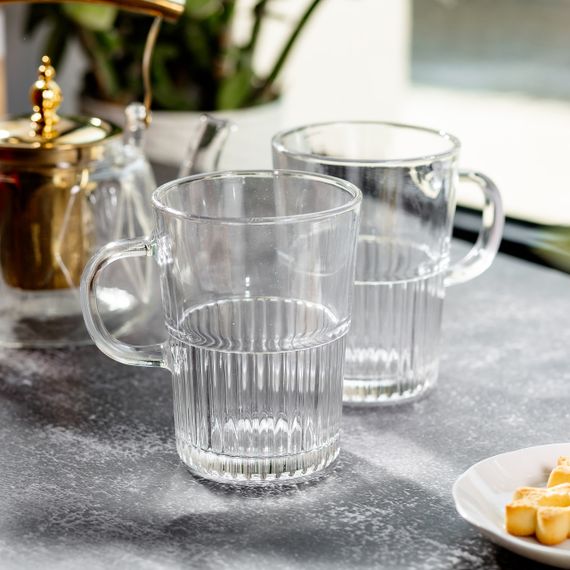 Набор чашек стеклянных 2 шт для чая и кофе 500 мл прозрачные HP-YH-70 | Зображення 3