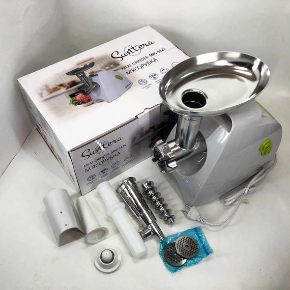 М'ясорубка Suntera SMG-5425W, м'ясорубка-соковитискач, електрична м'ясорубка з насадками для дому | Зображення 1