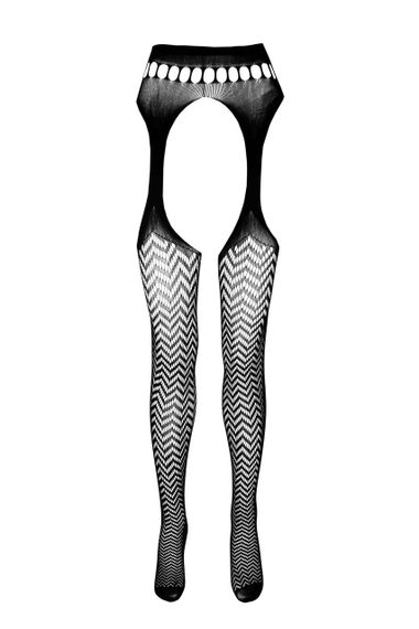 Эротические колготки-бодистокинг Passion ECO S002 black, с доступом, геометрическое плетение sexstyle | Зображення 4