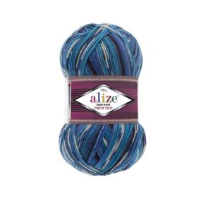 Пряжа Alize SUPERWASH COMFORT 4446 синий ализе супервош 75% шерсть 25% полиамид