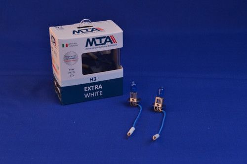 Лампа автомобільна H3 12 V 55 W PK22S EXTRA WHITE (2шт) (ближна/дальна, протитуманна) MTA 80315 EWB21