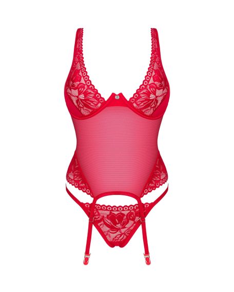 Корсет Obsessive Lacelove corset Червоний M/L | Зображення 2