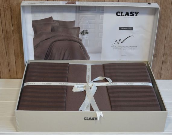 Постільна білизна Clasy Stripe Satin 200х220 Kahve | Зображення 1