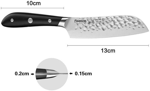 Ніж сантоку Fissman Hattori 13см hammered з нержавіючої сталі | Зображення 1