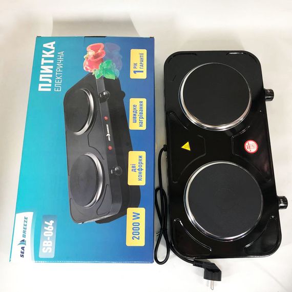 Настольная мощная плита Sea, Электроплита для кухни с двумя конфорками, Электрическа настольная плита HZ-39 | Зображення 7