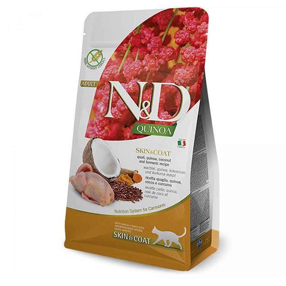 Farmina N&D Quinoa Skin&Coat Adult сухий беззерновий корм для котів при харчовій алергії з перепілкою та кіноа 3