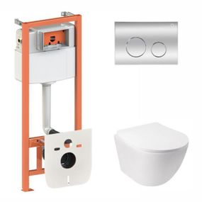 Готовое решение Qtap для ванной комнаты: подвесной унитаз Jay Ultra Quiet 485x360x320 + комплект инсталляции Nest 4 в 1 (круглая