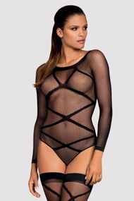 Комплект бодістокінг боді та панчохи Obsessive G320 Чорний S/M/L