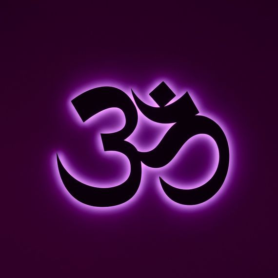 Панно декоративне картина на стіну Знак Ом LED підсвітка 16 кольорів телефон 400х300 acr-p000246