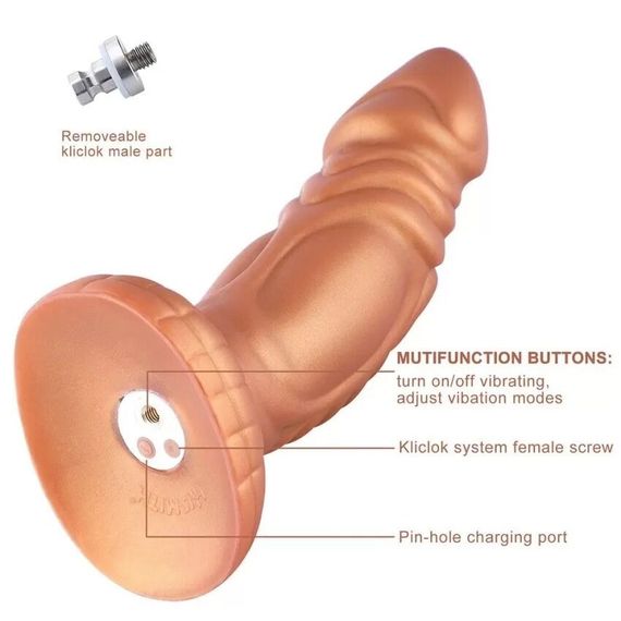 Фалоімітатор з вібрацією Hismith Slightly Curved Vibrating Silicone Dildo Monster Series, KlicLok | Зображення 2