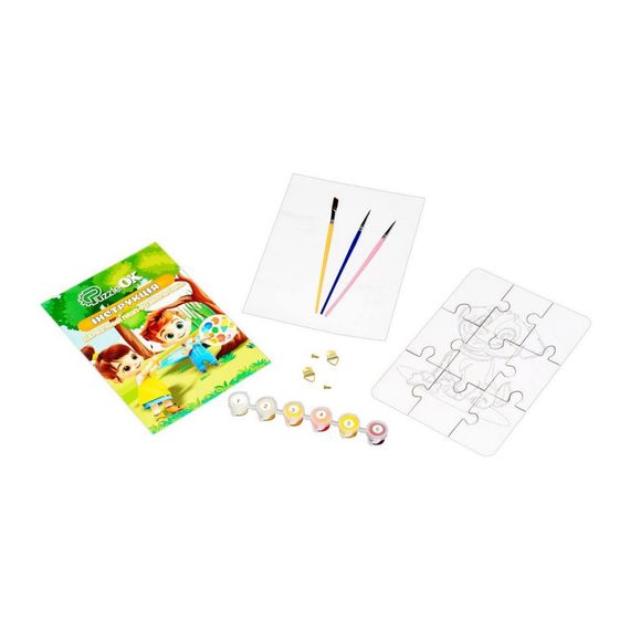 Деревянный пазл-раскраска А5 "Собачка" Puz-22940 кисточка, краски, клейкая пленка | Зображення 2