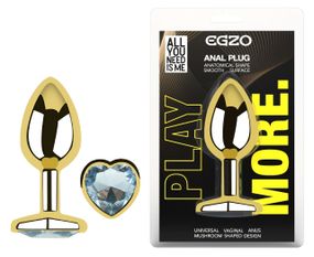 Анальна пробка з кристалом EGZO - Gold Heart Plug Clear size S Sex Aura