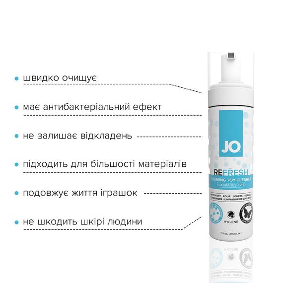 Мягкая пенка для очистки игрушек JO REFRESH (207 мл) дезинфицирующая, проникает глубоко | Зображення 2