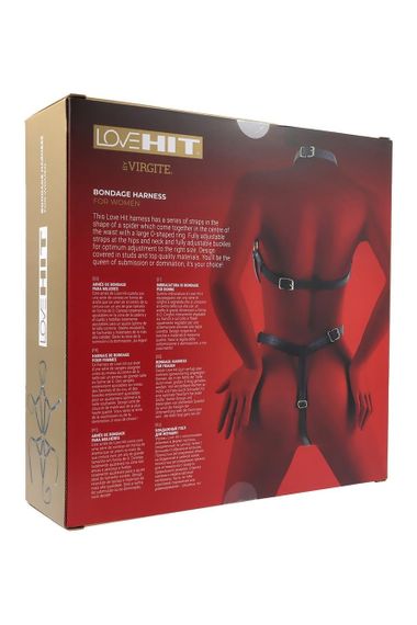 Портупея з декоративними заклепками Love Hit з екошкіри, чорна sexstyle | Зображення 3