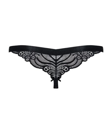 Мереживні танги з доступом Obsessive 828-THC-1 crotchless thong, чорні, S/M | Зображення 5