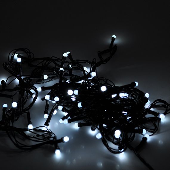 Гірлянди 100LED (Свічка) White, 8 режимів, 5 метрів, чорна ізоляція