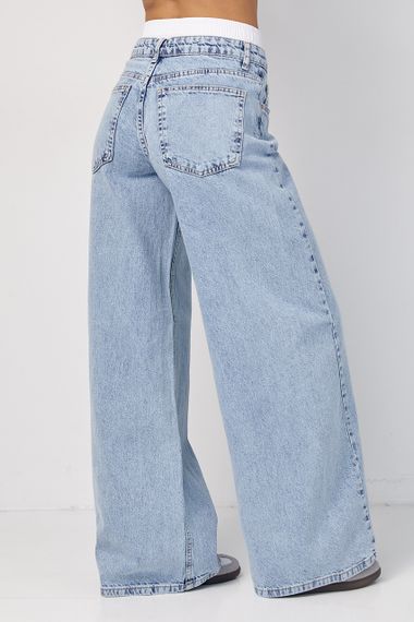 Джинсы wide leg с двойным поясом - джинс цвет, 40р (есть размеры) | Зображення 4