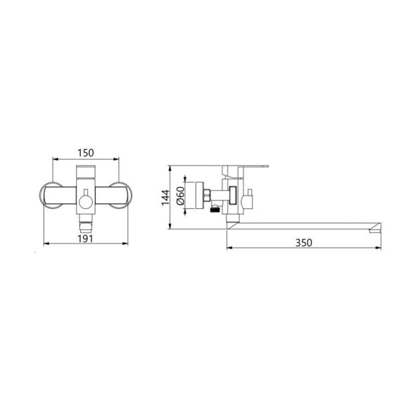 Змішувач для ванни Lidz Luna 005 (з душовим гарнітуром) (k35) LDLUN005NKS46093 Nickel | Зображення 1
