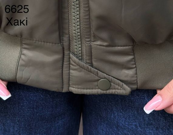 Жіноча демісезонна куртка на блискавці колір хакі розмір 46 | Зображення 9