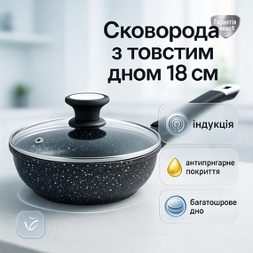 Алюминиевые сковородки с антипригарным открытием UNIQUE UN-5112 18 см, Сковорода с толстым дном CH-79