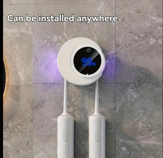 Автоматический настенный держатель-стерилизатор для зубных щеток с УФ-дезинфекцией, стерилизатор с дисплеем | Зображення 3