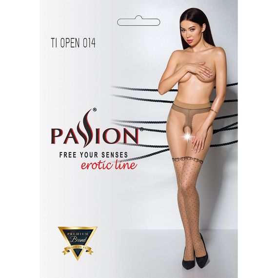 Тілесні колготки з відкритим доступом, імітація панчіх Passion TIOPEN 014 5 (20 den), beige | Зображення 4