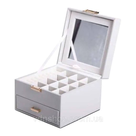 Скринька для прикрас з еко шкіри 2 яруси органайзер для ювелірних виробів HP-5-2G | Зображення 2