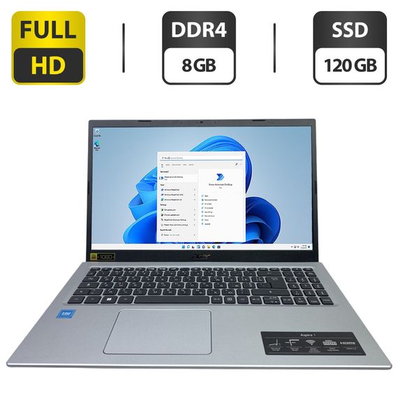 Ультрабук Acer Aspire 1 A115-32 / 15.6" (1920x1080) TN / Intel Celeron N4500 (2 ядра по 1.1 - 2.8 GHz) / 8 GB DDR4 / 120 GB SSD / Intel UHD Graphics / WebCam / Коробка б/у