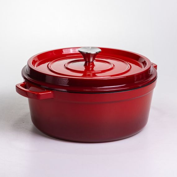 Кокотниця чавунна емальована 6 л, червоний Yiwu HP-FLG-6 RED | Зображення 5