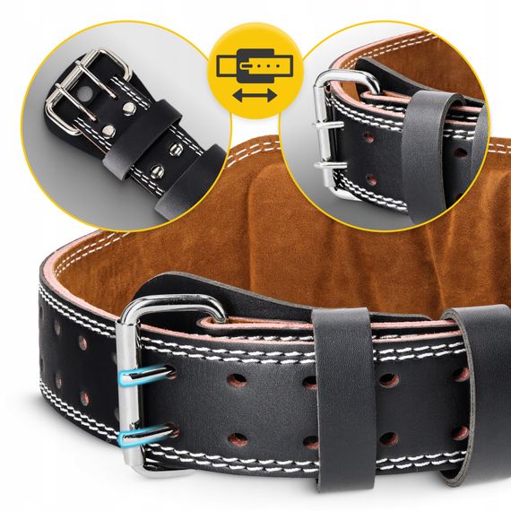 Пояс для важкої атлетики 4FIZJO шкіряний Size S Black (P-5905973404297) | Зображення 1