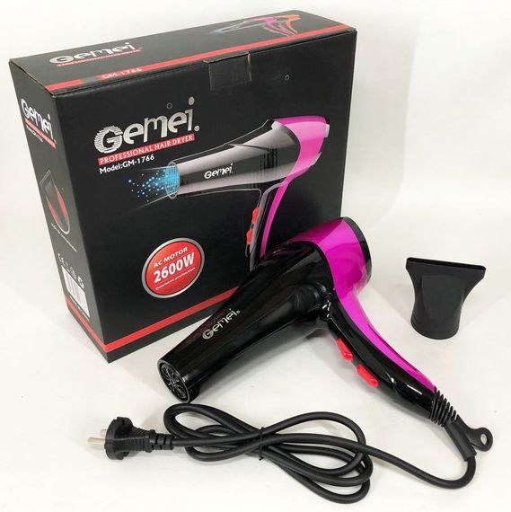 Фен GEMEI GM-1766 2.6 кВт АС, фен для голови, жіночий фен для волосся, фен сушка. Колір: помаранчевий