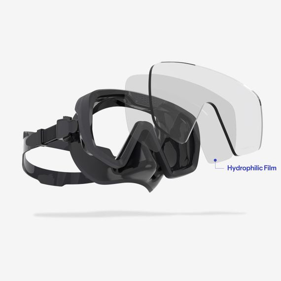 Маска для підводного плавання протитуманна 100 чорна/сіра - L | Зображення 3