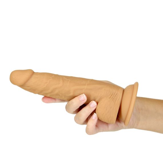Фалоімітатор ADDICTION Dual Density Silicone Dildo Caramel 8″, присоска, діаметр 4,3 см, віброкуля | Зображення 4