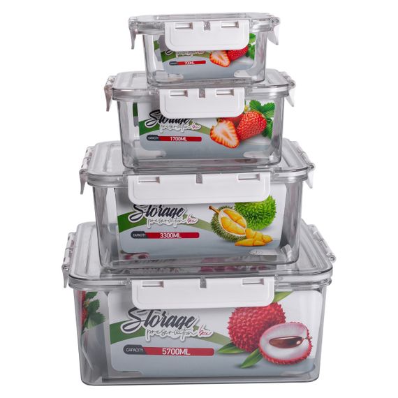 Набір харчових контейнерів для їжі 4 шт 0.7/1.7/3.3/5.7 л на засувках HP-27-4 | Зображення 2