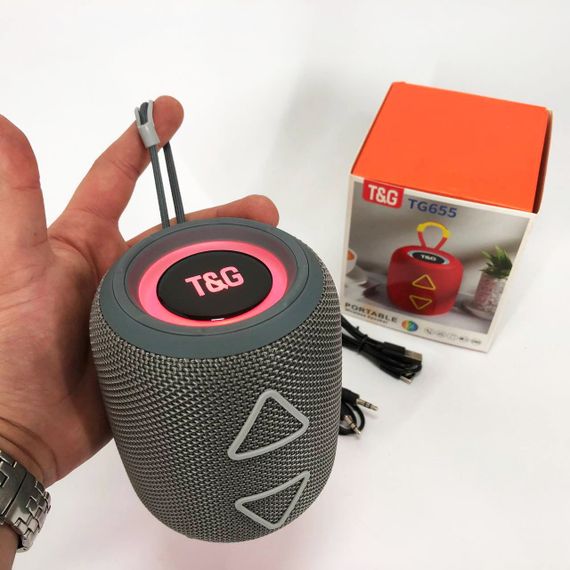Колонка музична з підсвічуванням bluetooth TG655, Bluetooth колонка з можливістю підключення флешки QU-13