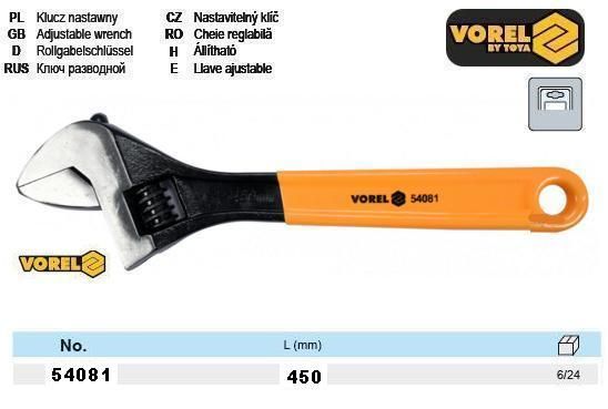 Ключ разводной Польша l=450 мм VOREL-54081