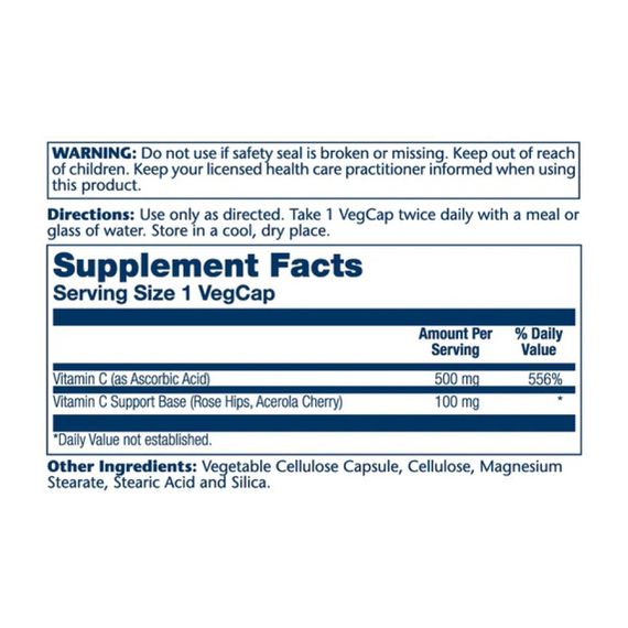 Vitamin C with Rose Hips &amp; Acerola, Timed Release 500mg - 100 vcaps | Зображення 1