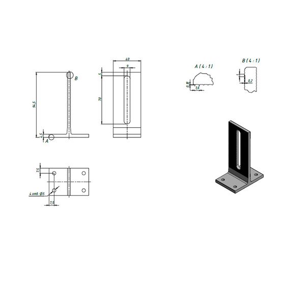 Кронштейн Т-образный алюминиевый (40x94.5x58/толщина 4.5) | Зображення 4